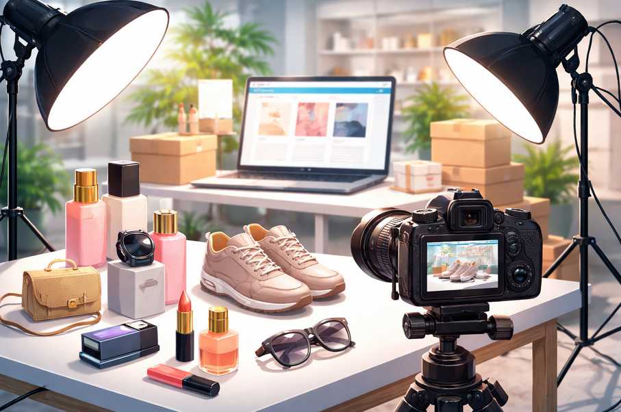 Professional ecommerce product photography workspace